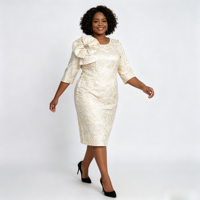Robe de luxe élégante pour femme américaine grande taille, idéale pour les affaires et l'église, en brocart – Nouvelle collection en promotion