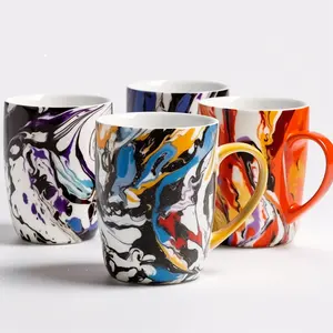 Stylish Creative ceramic coffee cup with abstract artwork and deluxe packaging