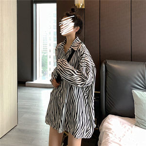 Women Zebra Print Shirt Long Sleeve Mid Length Loose Fit Sun Protection Upf 50 Lightweight Jacket - Product Image 2