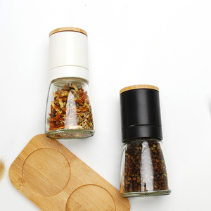 Tapa de bambú ABS para Molino de especias, tarro de vidrio x2 Premium con tapa de cerámica de 140ml, juego de molinillo de sal y - Product Image 6