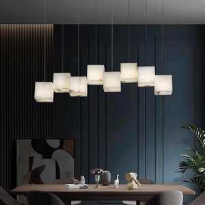 New Chinese <strong>Square</strong> Simple Chandelier White Marble Ceiling <strong>Light</strong> For Dining Room <strong>Pendant</strong> Long Tea House <strong>Light</strong> - Product Image 2