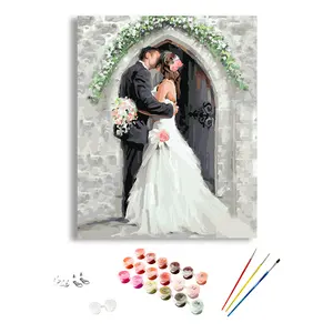 DEYI Handpainted Lovers Oil Portrait Painting Baby Wedding Painting by Numbers Family Home Decor