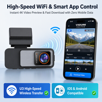 Caméra de tableau de bord avec système de positionnement Wi-Fi à double objectif, 4K avant + 2K arrière, boîte noire de voiture, caméra DVR, vision nocturne, capteur de gravité