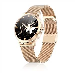 <span class=keywords><strong>Montre</strong></span> connectée en acier inoxydable avec logo personnalisé OEM LW07, <span class=keywords><strong>montre</strong></span> de sport pour femmes, étanche, dorée, TFT, assistant vocal AI, suivi d'activité - Product Image 4