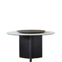Table à manger ronde moderne de luxe pour les réunions de famille, avec plateau en marbre et base sur piédestal