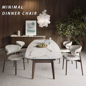 <span class=keywords><strong>Chaise</strong></span> de salle à manger moderne de style nordique avec dossier rembourré en tissu, structure en fer/bois, pieds en bois, design sans accoudoirs pour la maison/l'hôtel - Product Image 4