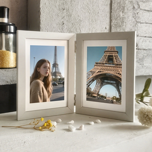 Cornice Fotografica in Legno a Doppia Cerniera, 4x6 Pollici, Pieghevole su Due Lati per Scrivania, Tavolo, Decorazione Casa - Product Image 3