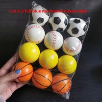 6.3 CM bleu maille Baseball PU mousse balle anti-stress pour Smiley visage balle élastique fournisseur transfrontalier fabricant Sports promotionnels