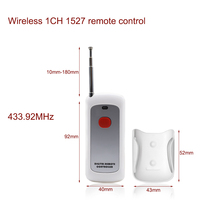 Télécommande RF 433 MHz EV1527 à 1 bouton pour portail de garage, haute puissance, longue portée avec antenne