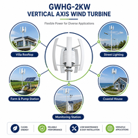 Éolienne à axe vertical GWH-2KW pour toit de maison, ferme, télécommunications, alimentation hors réseau, énergie renouvelable hybride éolienne-solaire VAWT