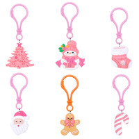 Porte-clés en PVC rose sur le thème de Noël, logo personnalisé, caoutchouc souple, cadeau d'amour, commande en gros, cadeau de mariage, faible MOQ, prototype rapide, usine