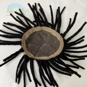 Prothèse capillaire en <span class=keywords><strong>dreadlocks</strong></span> pour hommes noirs, cheveux Remy, avec nœuds invisibles blanchis, sans perte ni nœuds, cheveux indiens - Product Image 4