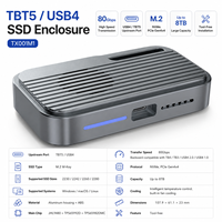 علبة تخزين M.2 NVMe SSD بتقنية Thunderbolt 5/USB4، سرعة 80 جيجابت في الثانية، PCIe Gen4x4، تبريد ذكي بالمروحة، بدون أدوات، سعة قصوى 8 تيرابايت، لـ 22-80 قرص SSD