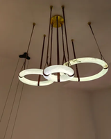 Lustre moderne minimaliste de luxe, luminaire suspendu en albâtre espagnol avec corde en cuir pour salon, chambre à coucher, hôtel