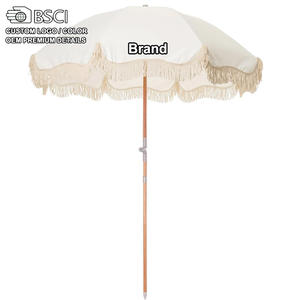 Toile polyester blanche personnalisée <span class=keywords><strong>Parasol</strong></span> de <span class=keywords><strong>plage</strong></span> de style bohème à franges glands Parasols <span class=keywords><strong>anti</strong></span>-<span class=keywords><strong>UV</strong></span> robustes pour le marché extérieur avec logo - Product Image 1
