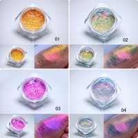 Vente en gros Nouveau Nail Art Poudre caméléon Iridescent Néon Couleur changeante Brillance Bling Bling Maquillage Fard à paupières Aurora Poudre pour ongles