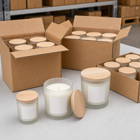 Vela Aromática de Cera de Soja en Vaso de Vidrio Esmerilado con Tapa de Madera