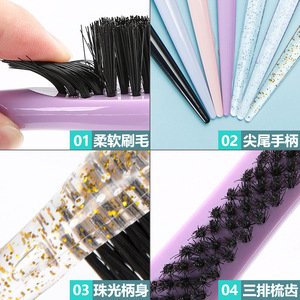 Brosse à cheveux en poils de sanglier à trois rangées avec queue pointue pour volumiser et boucler les coiffures chignon et les tenues de soirée - Product Image 2