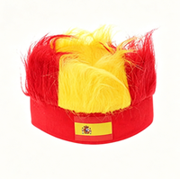 Perruque bandeau drapeau espagnol, perruque synthétique colorée aux couleurs du drapeau national, casquette perruque pour supporters de football, idéale pour les fêtes sportives et les manifestations.