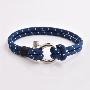 Nouvelles tendances mode hommes mode unisexe marin marin Nylon cire cordon manille bracelets porte-bonheur - Product Image 1