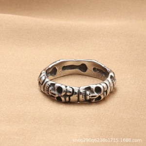 Skeleton Skull <b>Ring</b> Men's Retro Silver Stainless Steel Punk Jewelry Gift <b>Finger</b> <b>Ring</b> - Product Image 2