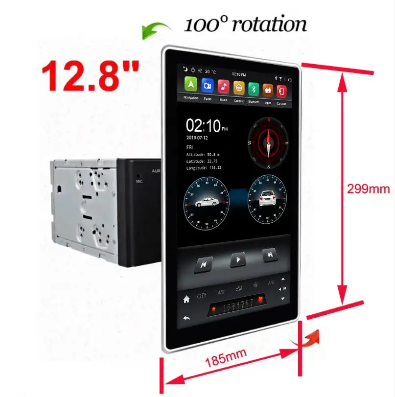 KD-1280 12.8 Inch Mới Màn Hình Cảm Ứng IPS Lớn Video Android 9.0 Cho Xe Hơi PX6 64GB DSP Cho Radio Xe Hơi Thông Dụng Android Phong Cách Tesla