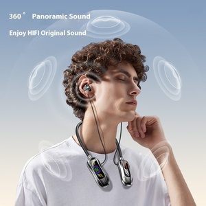 Earphone Olahraga Nirkabel Tahan Air dengan Tali Leher, Headphone Olahraga Latensi Rendah - Product Image 1