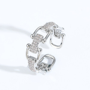 U-shaped Horseshoe Buckle <b>Ring</b> Women's Light Luxury Micro-inlaid Zircon <b>Open</b> <b>Ring</b> Hip-hop Jewelry - Product Image 5