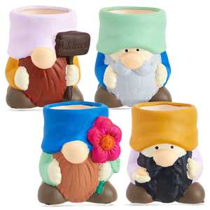 Juego de 4 macetas suculentas de Gnomo de jardín de pintura, macetas para pintar en blanco con agujeros de drenaje, cerámica - Product Image 4