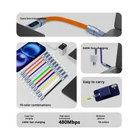 Kabel Data Silikon GL 15cm Power Bank Pendek USB-A/Type-C Braid dengan Layar Digital Real-Time, Pengisian Daya Cepat 240W untuk Ponsel