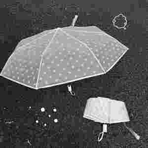 Parapluie pliant transparent à pois PVC couleur macaron, entièrement automatique, ouverture et fermeture, 3 plis, coupe-vent, portable - Product Image 3