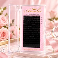 Extensions de cils professionnelles ultra-noires mates, volume doux en cachemire, plateaux de cils individuels, vente en gros