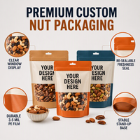 Op maat bedrukte staande pouch voor noten, trailmix, gedroogd fruit, voedselveilige, hersluitbare ziplock doypack verpakking met venster