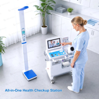 Analyseur de santé corporelle complet tout-en-un, kiosque de dépistage de santé, kiosque médical pour pharmacie, clinique, usine, personnalisable