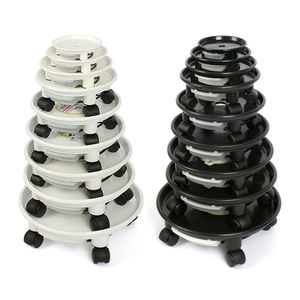 Soucoupe de plante circulaire noire peu encombrante avec réservoir double couche et trou de drainage central, plateau de récupération d'eau empilable en PP - Product Image 4