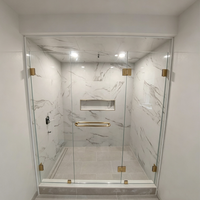 Kabin Shower Kaca Tempered 8mm Tanpa Bingkai Ukuran Khusus Modern dengan Engsel Pintu untuk Proyek Kamar Mandi Hotel