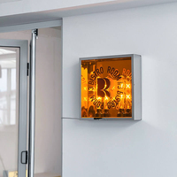 Boîte à lumière LED néon en acrylique avec cadre carré en acier inoxydable personnalisé, décoration murale vintage, enseigne lumineuse