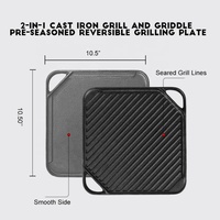 Plaque chauffante en fonte antiadhésive réversible avec poignées pour barbecue
