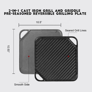 <span class=keywords><strong>Plaque</strong></span> chauffante en fonte antiadhésive réversible avec poignées pour barbecue - Product Image 4