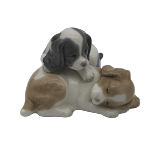 Céramique <span class=keywords><strong>Vintage</strong></span> Lladro Nao "Réveil" Deux Chiot <span class=keywords><strong>Chien</strong></span> Figurine - Product Image 1