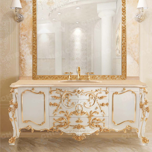 Juego de tocador de encimeras de mármol de estilo rococó, juegos de <span class=keywords><strong>baño</strong></span> de madera de abedul, fabricante de <span class=keywords><strong>muebles</strong></span> de <span class=keywords><strong>baño</strong></span> de lujo, proveedor - Product Image 3