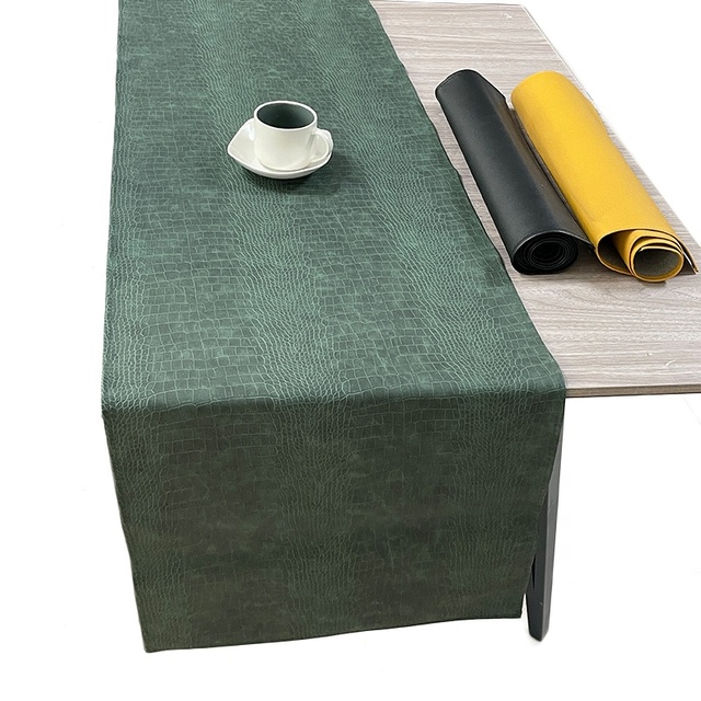 Wholesale Factory Party Decoration Waterproof Washable Table Mat Soft PU Leather Dinning Table Runner Luxury with logo