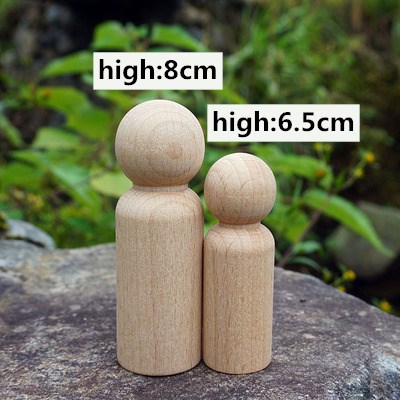 30 muñecas de madera con clavijas, madera natural sin acabar, muñeco de nieve de madera para pintar o manualidades