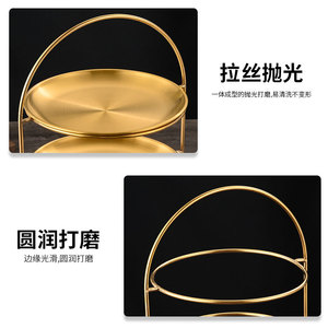 Stainless Steel Round Tray Rack 3 Tier Gold Finish For Hotel Tea Coffee Serving - Product Image 4
