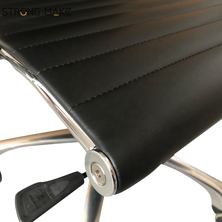 Swivel mid back armless ribbed Designer office chair leather soft leather executive office chair