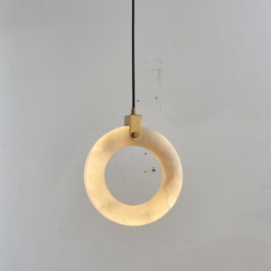 <span class=keywords><strong>Lampe</strong></span> suspendue LED moderne minimaliste en albâtre naturel, luxe, laiton doré, pour chambre à coucher - Product Image 1