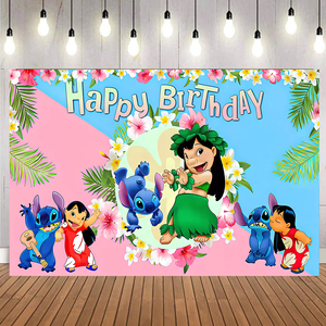 Suministros promocionales para fiestas Lilo y <span class=keywords><strong>Stitch</strong></span> telón de <span class=keywords><strong>fondo</strong></span> fiesta Feliz cumpleaños decoración <span class=keywords><strong>Fondo</strong></span> telones de <span class=keywords><strong>fondo</strong></span> - Product Image 6