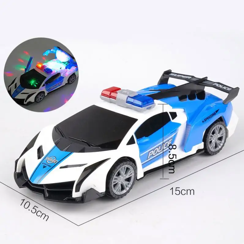 1-3 Children's music electric rotary universal police car colorful lights toy car