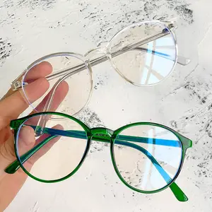 批发定制眼镜透明亚克力tr90透明眼镜圆形防蓝光遮光眼镜