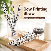 Pailles réutilisables écologiques à motif vache noir et blanc, sans BPA, certifiées LFGB, accessoires de bar en plastique lavables pour fêtes